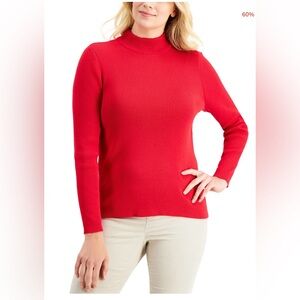 Karen Scott Cherry Red Ribbed Sweater